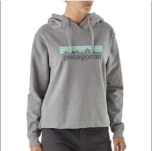 Patagonia Pastel P-6 Logo Uprisal Hooded Sweatshirt Size Medium Grey 39557 EUC